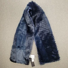 Banana Republic Navy Faux Fur Blocked Pull Through Sain Lined Scarf