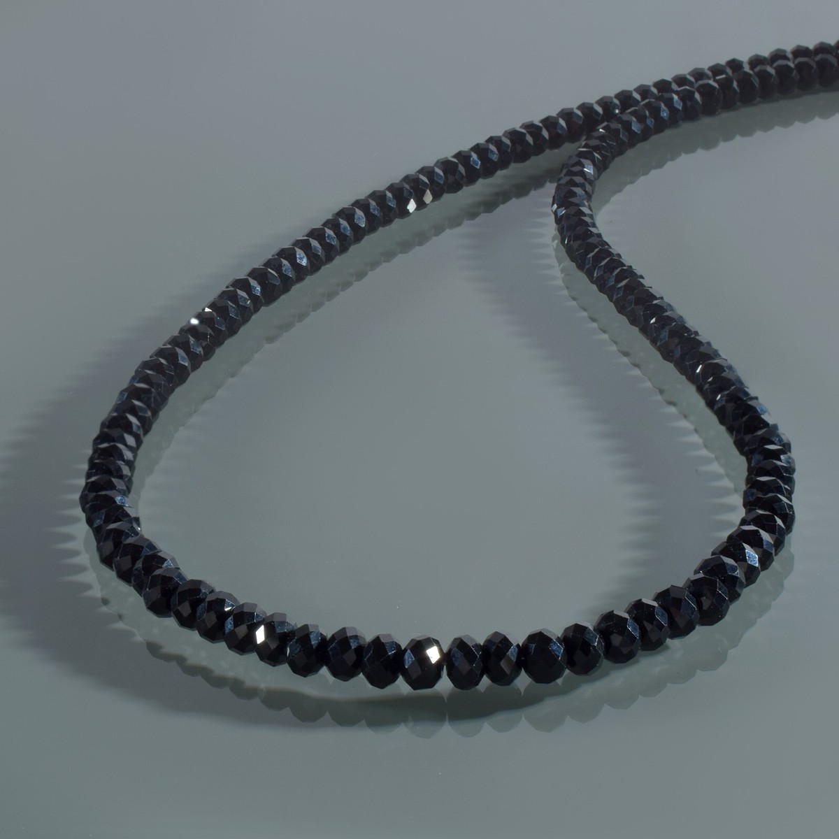 Handmade Natural Sparkle Black Spinel 4mm Round Beads Chain 925
