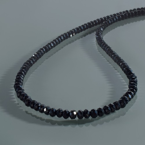 Handmade Natural Sparkle Black Spinel 4mm Round Beads Chain 925 Silver Necklace - 第 1/6 張圖片