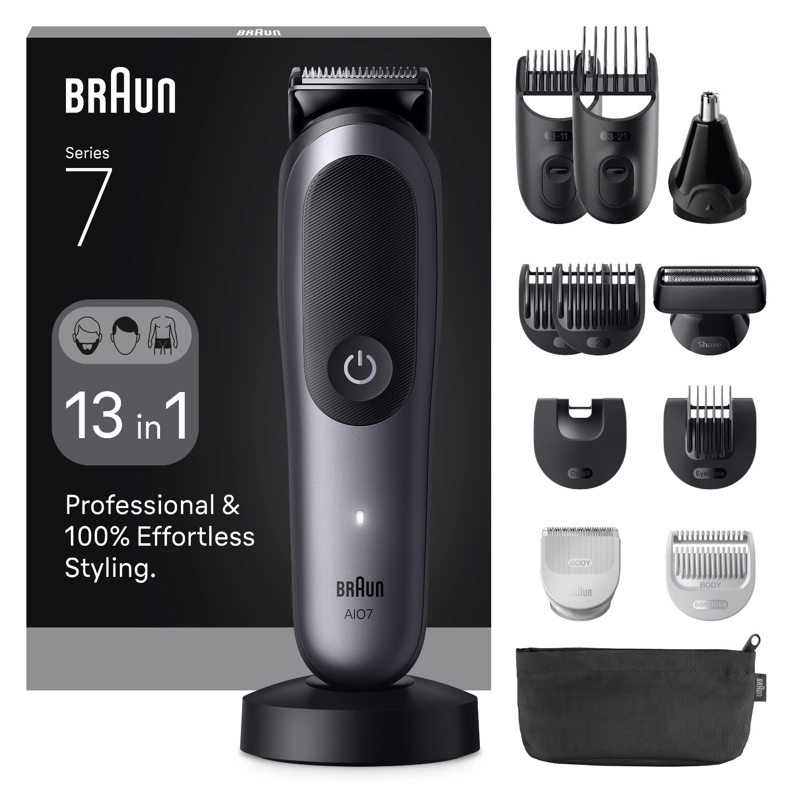 Braun Series 7 AIO7560 13-in-1 Beard & Hair Trimmer Multi-Grooming Kit Men's - Image 3