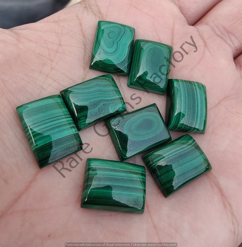 Natural Malachite Rectangle Shape Cabochon, Wholesale Gemstone Lot For Jewelry - Picture 4 of 10