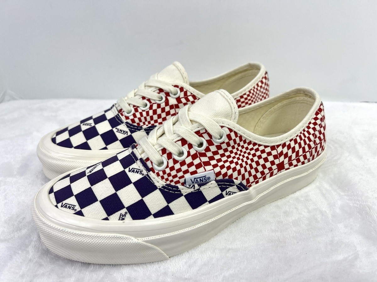 Vans OG AUTHENTIC LX Logo Blue Red Trippy Checkerboard Womens 6.5