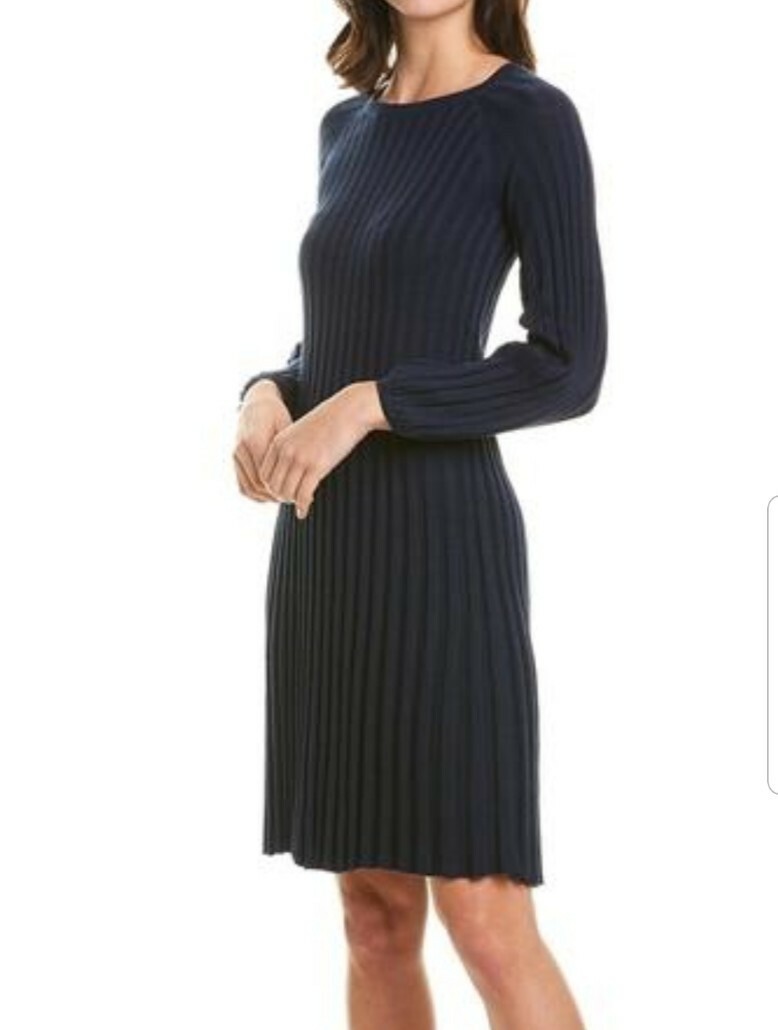 Max Studio Pleated Knit Sweater Dress SZ L NWT
