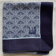 Handkerchief dunhill Blue Fabric Woven VTG Geometric Art Deco Pocket Square 19"