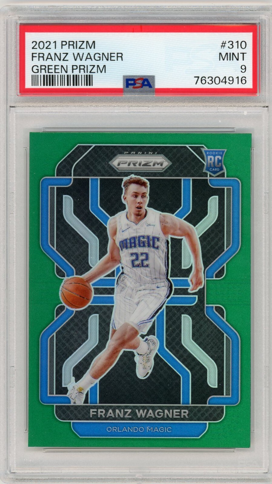 2021-22 Prizm Franz Wagner Green Prizm Rookie RC #310 PSA 9 Magic