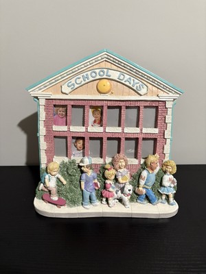 Vintage JC Penny School Days Resin 12 Picture Frame w/ 3D Dog Skateboarder Kids