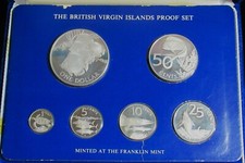 British Virgin Island: 1985 Sterling Silver Sea Life Proof Set Box & COA.