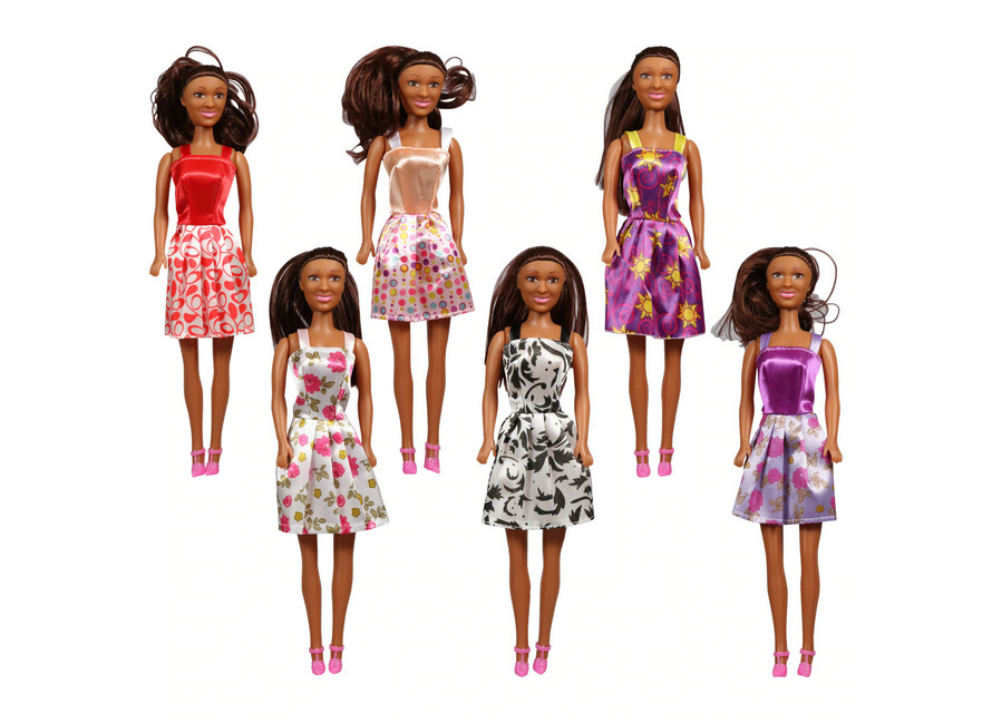 African American Fashion Dolls Set of 6 w/Different Dresses 11.5" NEW SHIPS FREE