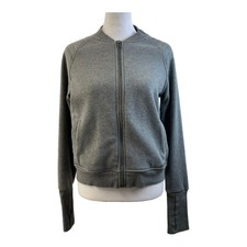 Mondetta Jacket Womens Medium Full Zip Long Sleeve Thumb Holes Gray Pockets