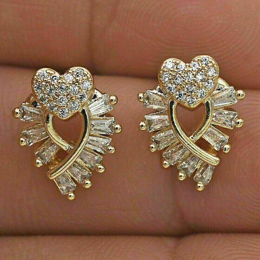 2Ct Round Cut Simulated Diamond Cluster Stud Earrings in 14k Gold Plated-image