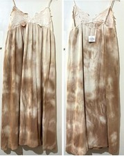 BNWT ZARA Midi Knitted embroidered Dress 100% Cotton Beige Pink Brown Size M