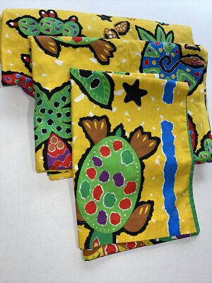 Caribbean Themed Spring Twin Sheet Set pineapple Turtle Shells Flowers Yellow