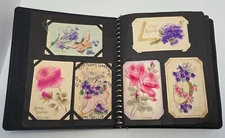 Postcard Album 250 + Holiday Real Hair Photo Swastika French Polish English WWI