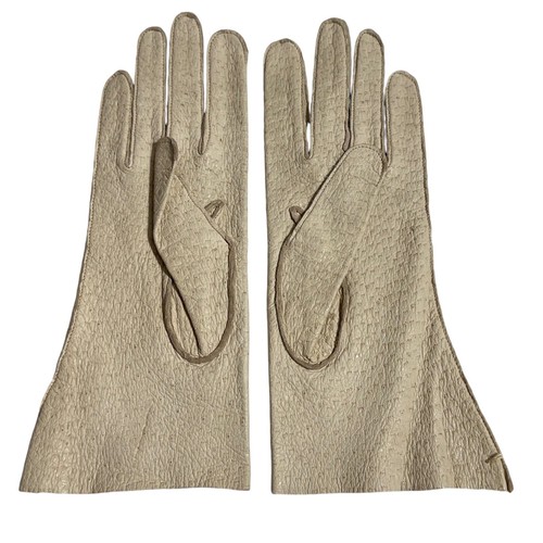 Damen-Fahrhandschuhe Vintage echt Peccary Schweinsleder strukturiert Größe 7 ungefüttert weich - Bild 2 von 5