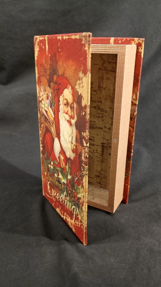 Old World Santa Wooden Storage Stash Box - Christmas Greetings Wood  9x5 Inch - Image 4 of 4