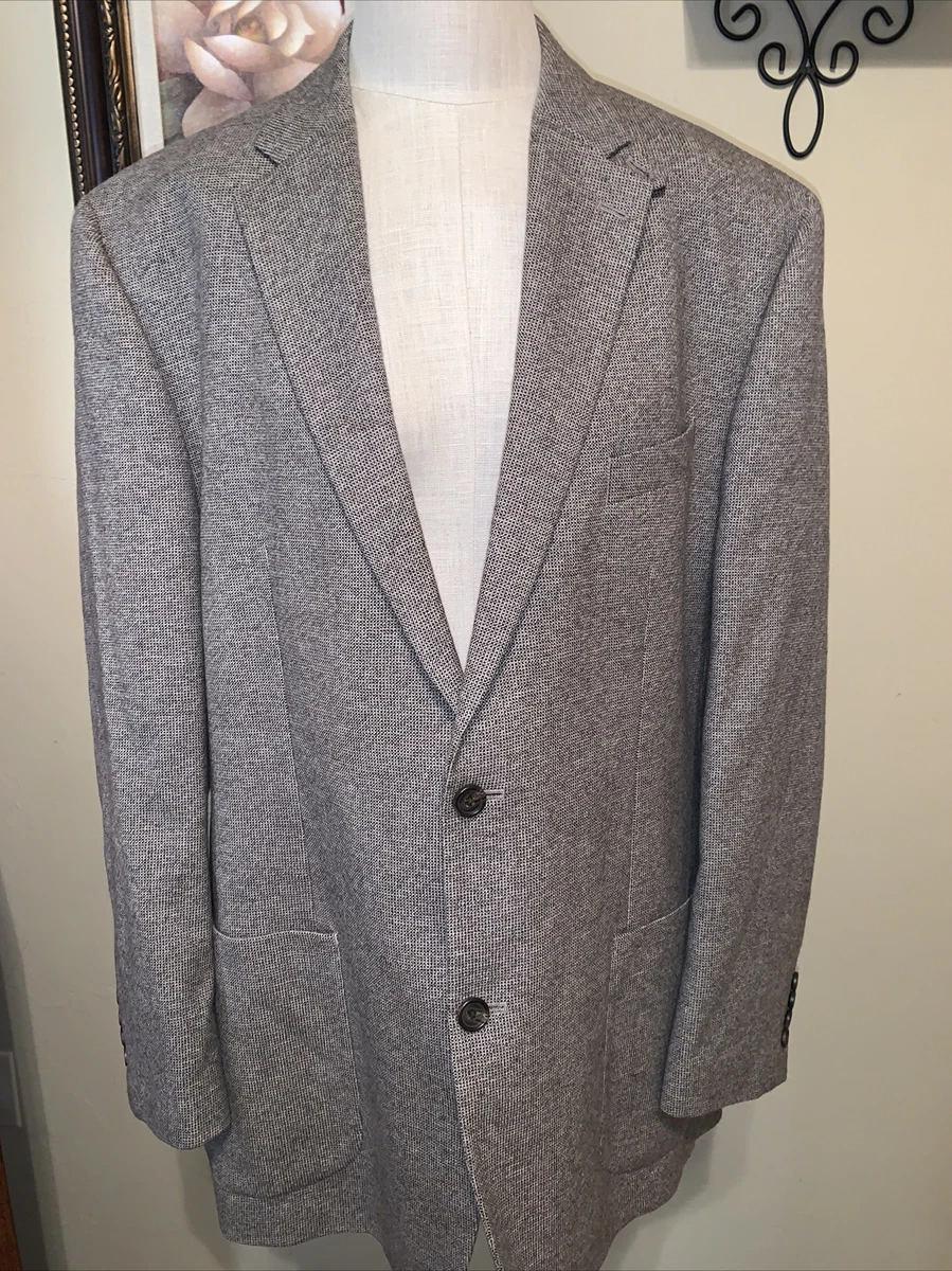 Lauren Ralph Lauren Sport Coat Men 46 Long Blazer Brown Tiny Plaid Tweed EUC K