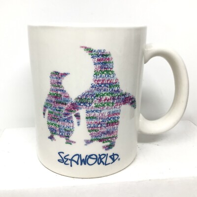 Large SeaWorld Penguin inside Collectible Souvenir Ceramic Coffee Mug Cup 3D