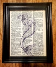 Siren/ Mermaid Upcycled Dictionary Art