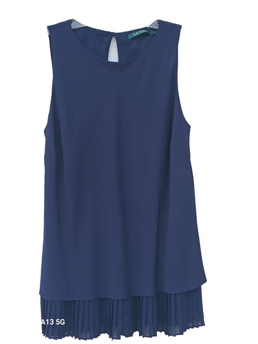 Ralph Lauren Top Gr. 6 blau Seide Y Kleid lässig plissierter Saum Tank NEU $ 89,50 S - Bild 2 von 7