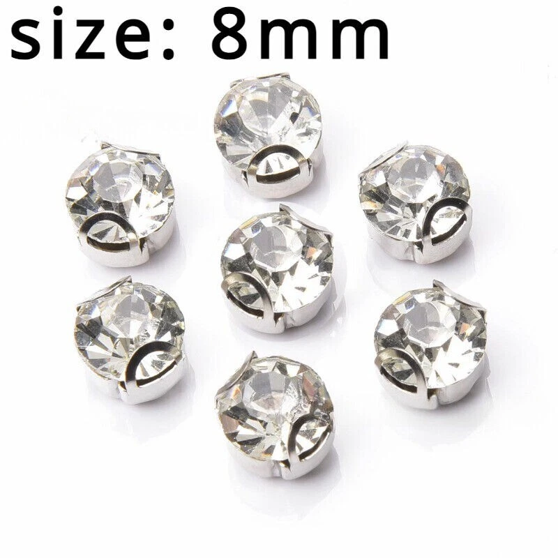 100pcs Glass Crystal Beads Glitter Sew on Craft DIY Material for Shoes Jewellery - Image 3 of 4