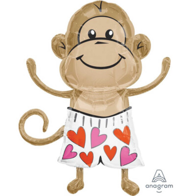 Valentine ''Love Monkey'' Foil Balloon 91cm x 173cm - Valentines Day Supplies