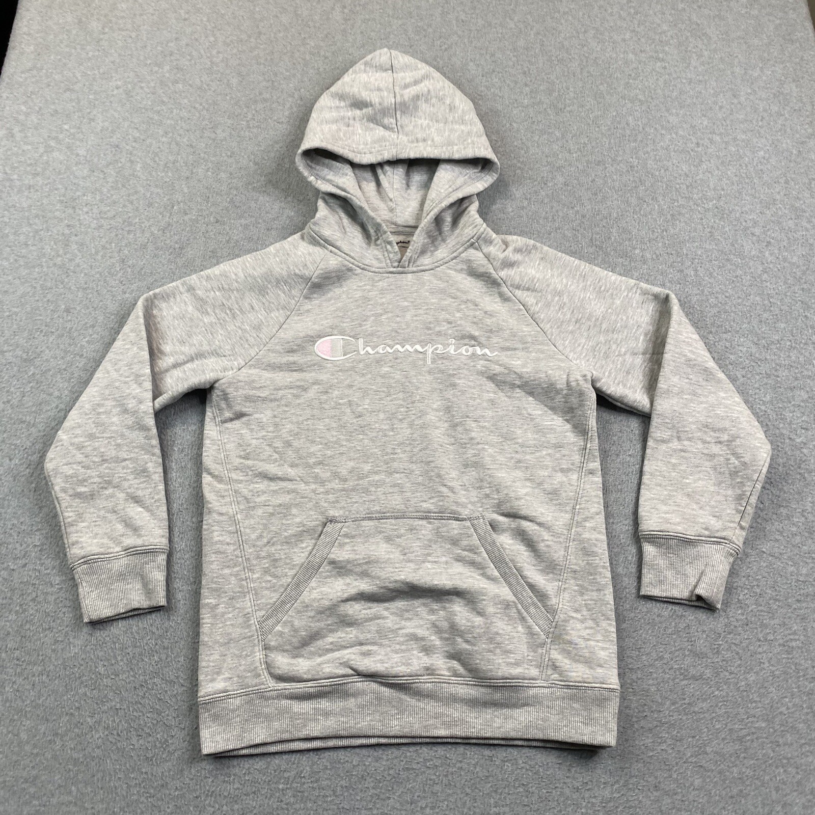 Champion Hoodie Girls XL Pullover Fleece Sweatshirt Embroidered Logo Teen Youth
