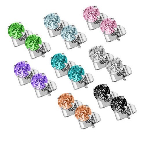 1 Paar 925 Silber Ohrstecker Ohrringe Zirkonia Kristall Beckham Style