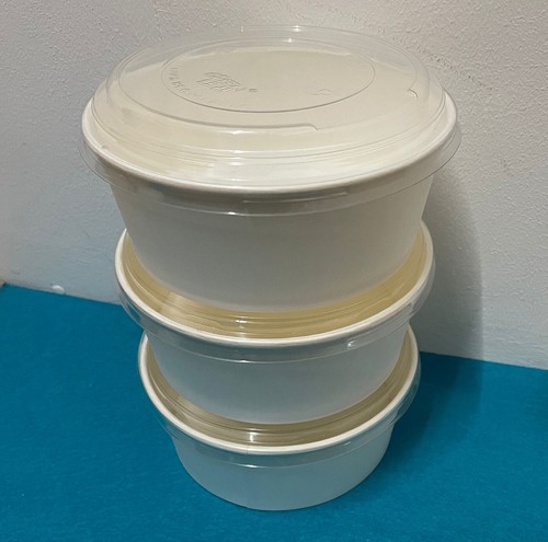 XXL Kraftpapier Einweg Schale Salatschale Weiss Pappschale + Deckel 1300 ml Bio - Bild 3 von 5