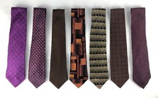 Necktie Set 7 Piece Collection Brown Purple Mens Various Brand Dress Ties