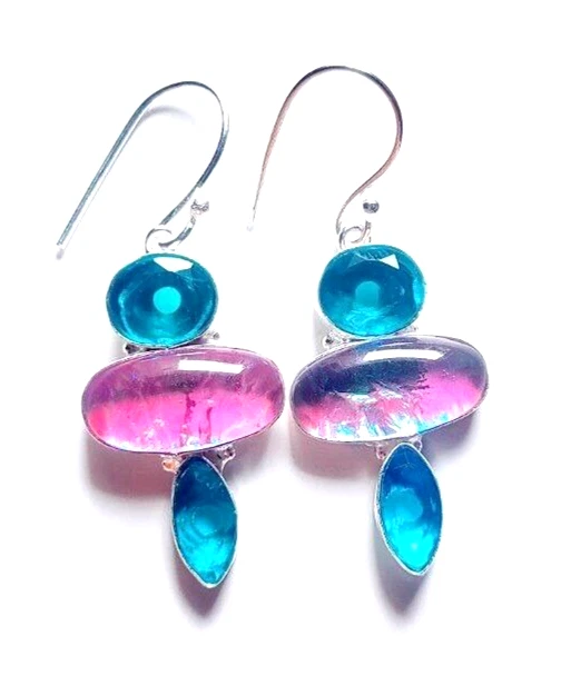 Australian Triplets Opal Gemstone Handmade 925 Sterling Silver Jewelry Earrings - Image 4 of 4