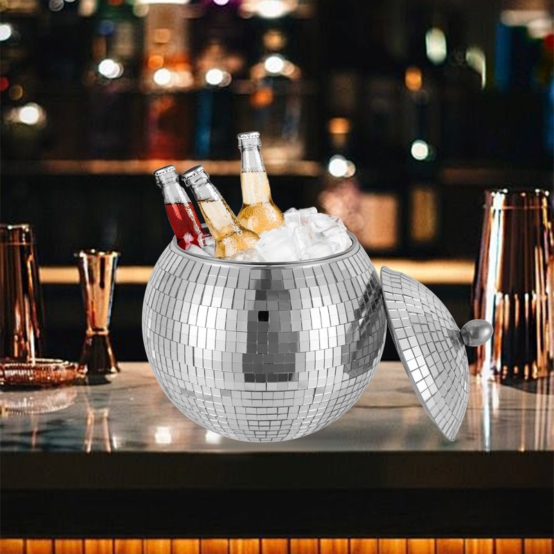 Disco Ice Bucket Disco Ball Shape Stylish 3L Ice Storage for Club Restaurant