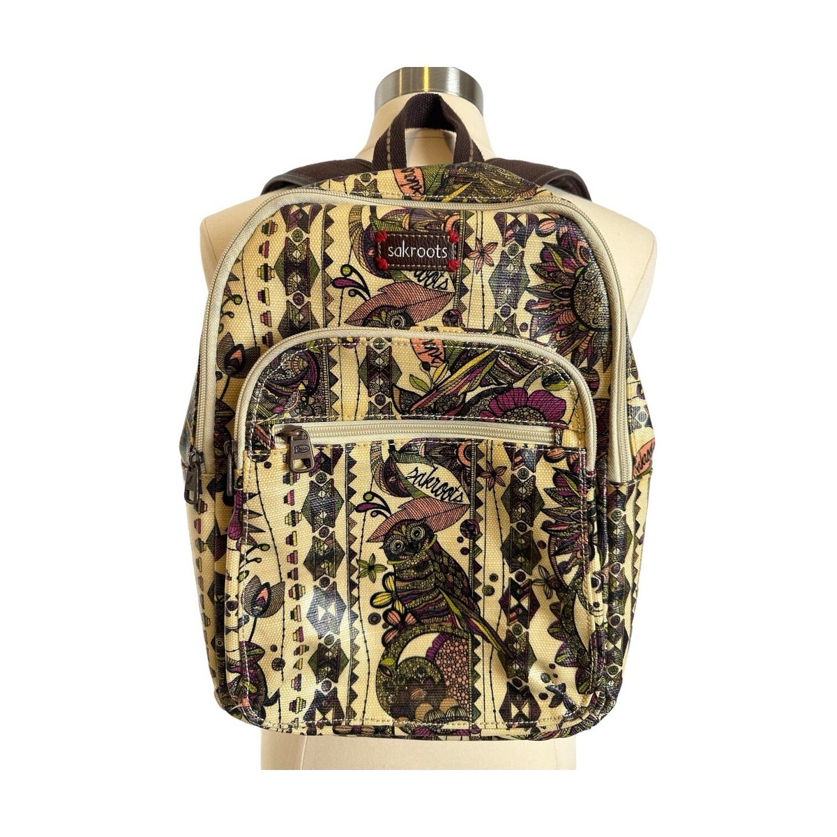 SAKROOTS Backpack Womens OWL Ruckpack Artist Circle Small Ivory Spirit  Desert