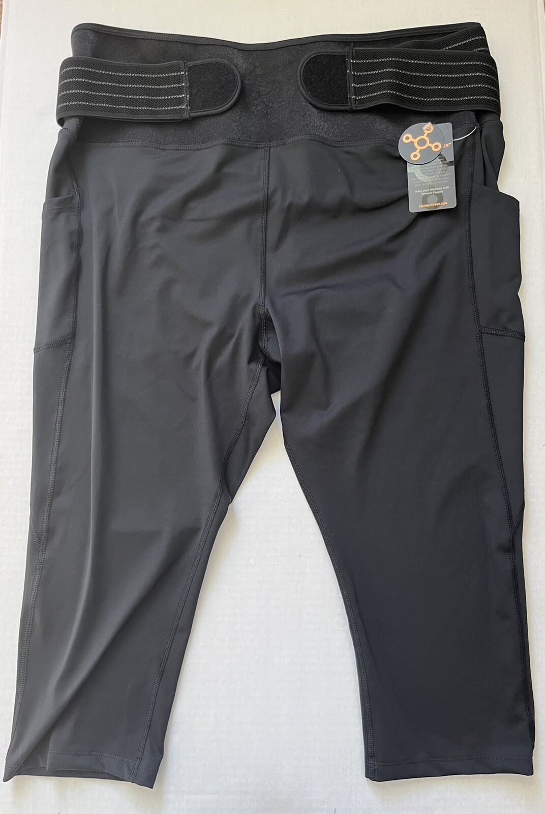 Tommie Copper New With Tags Adjustable Back Support Capris Black 3XL | eBay