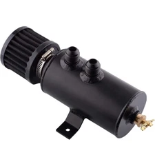 Aluminum 10AN Oil Catch Can Reservoir Tank & Breather Filter Baffled Kit Black