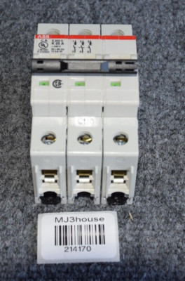 ABB S-203-U-K 25A 3-Pole, Circuit Breaker (240V, 50/60Hz, 10kA IR) #214170-Q4