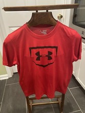 Under Armour Used Youth XL (YXL) T shirt Red baseball Logo