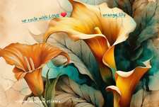 FURNITURE.CRAFT . RUB ON TRANSFER ,WATERSLIDE, STICKER .PRINT .ORANGE GREE LILY