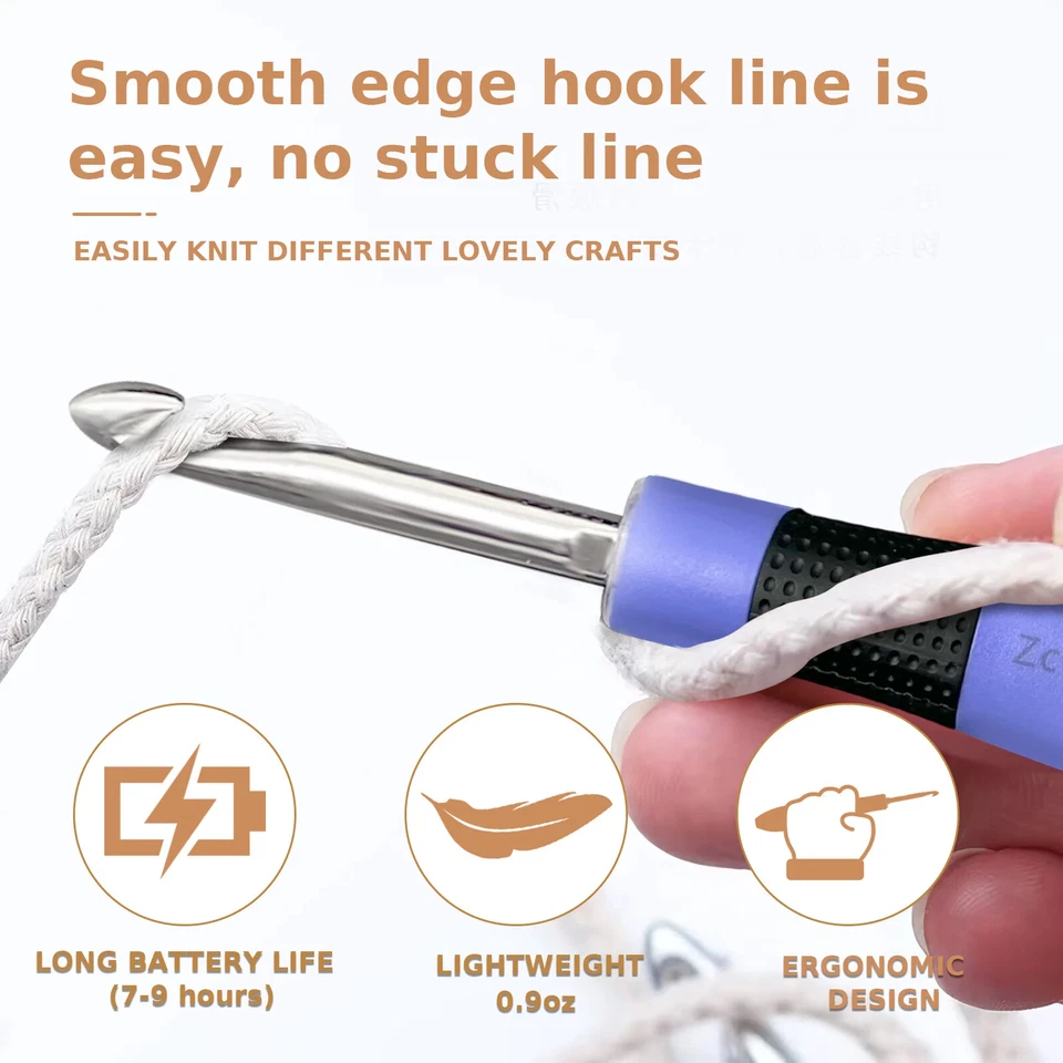 Nuevo Juego de Ganchos con Luz LED y Contador de Puntadas y Filas Kit Digital Herramienta Hágalo Usted Mismo 18 Tamaños Foto 3 de 4