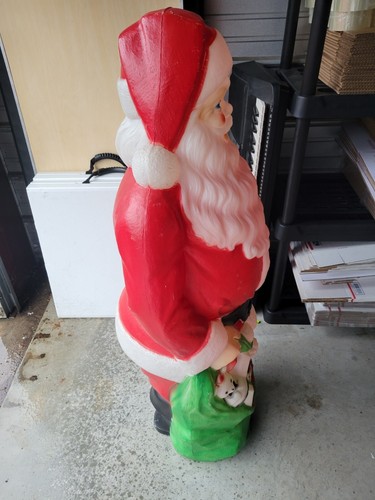Vintage 46" Empire Blow Mold Lighted Santa w/Green Sack Marked 1968 - Nice - Picture 3 of 6