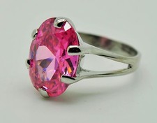 Fashion Cocktail Ring Pink Cubic Zirconia Rhodium Plated ring Sz 7 US-SELLER 38