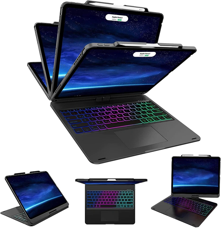 Touchpad Backlit Keyboard Case For iPad 7/8/9th/10th Gen Air 3 4 5 Pro 11" 12.9" - Image 2 of 4