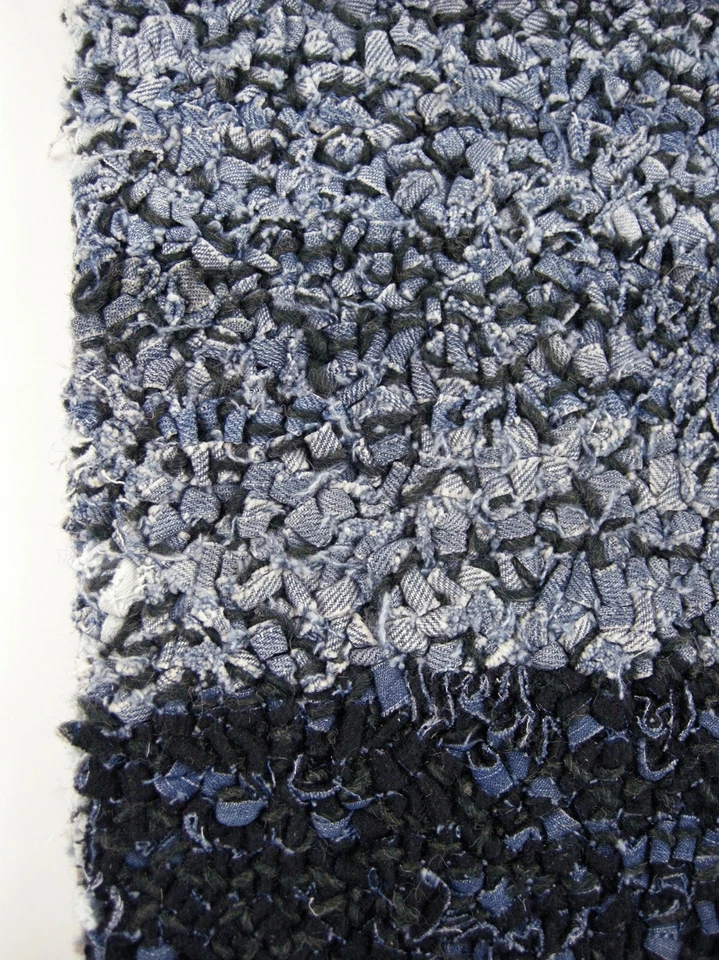 Eco Friend Alfombra Área Pequeña Reciclada Lana Azul, Denim SURYA 18x 18” India NUEVO Foto 4 de 4