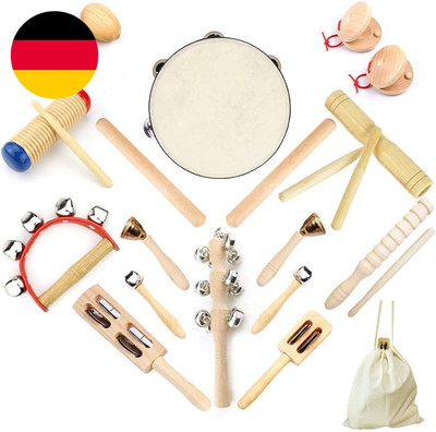 23 Stück Musikinstrumente Set, Musical Instruments Holz Percussion Set Für Kinde