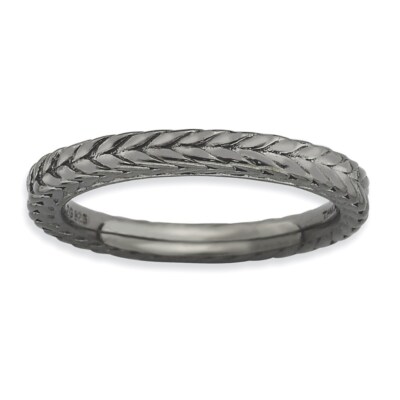 925 Sterling Silber Vorsteckring Expressions schwarz plattiert gewölbt Gr:5
