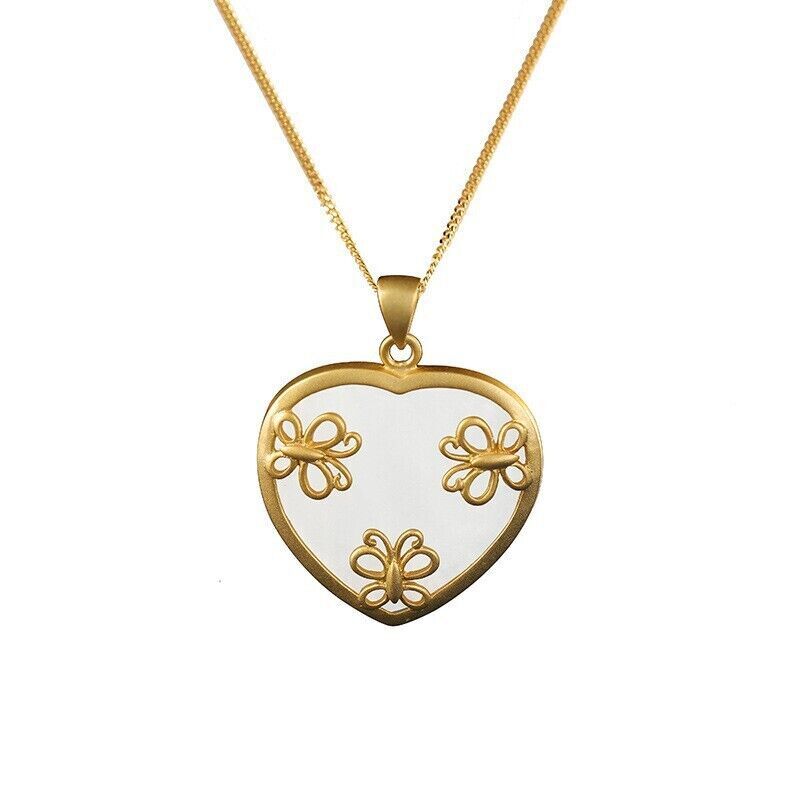 White Jade Heart Pendant Natural 925 Silver Jewelry Talismans Necklace