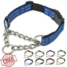 Martingale Dog Collars, Reflective Nylon Collar with Stainless Steel Chain, A...
