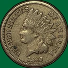 1860 Round Bust Indian Head Cent Very Fine VF Coin, Scratch #39899