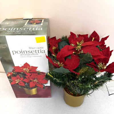 16  Fiber Optic Color Changing Poinsettia Flower Arrangement by Holiday Time