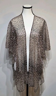 NWT Akemi + Kin Jessie Leopard Kimono Sheer Flowy Open Front Boho Festival