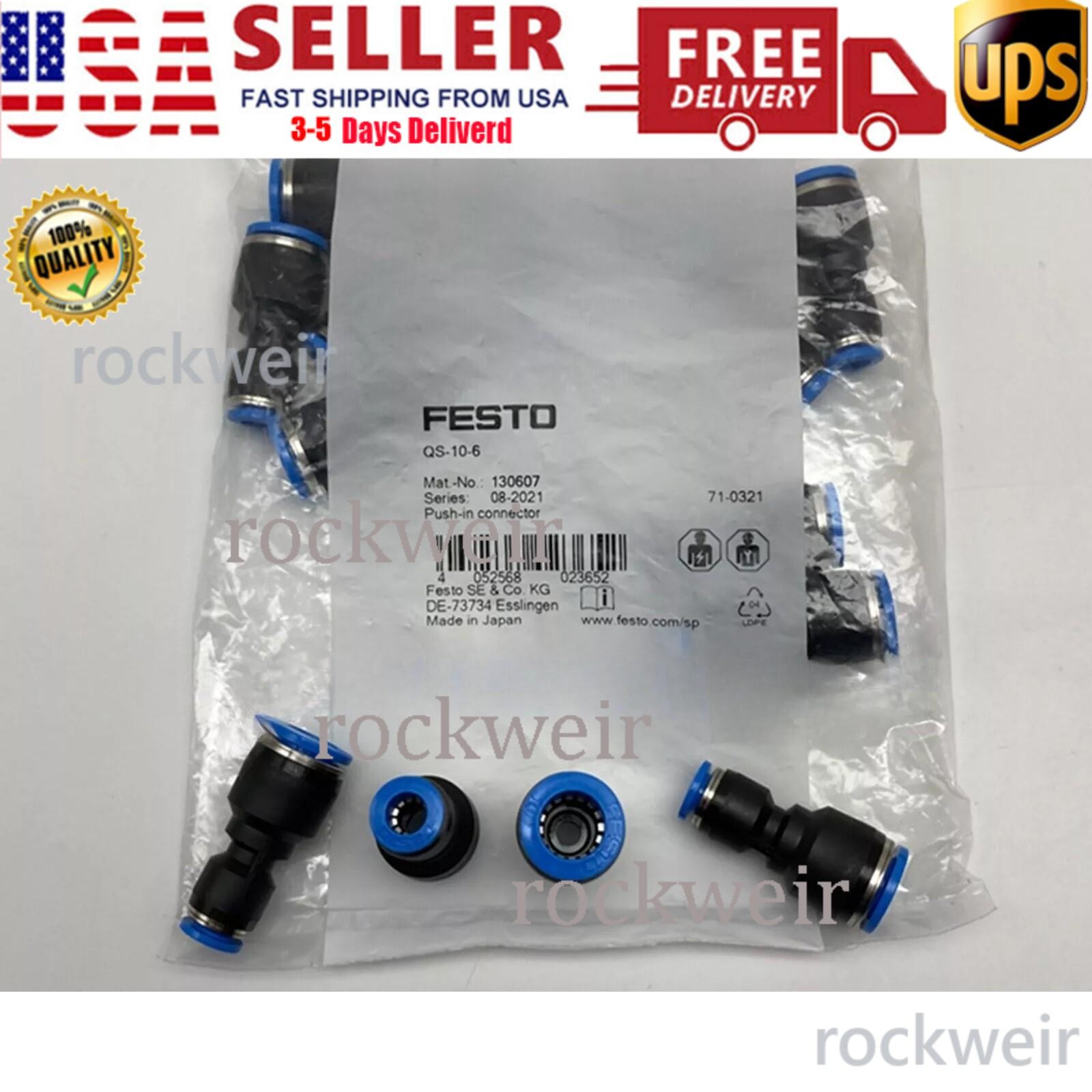 10PCS New FESTO 130607 QS-10-6 Push-in Connector